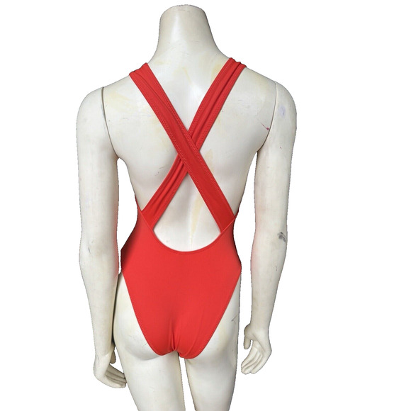 Solid & Striped $129.99 Red Orange One piece Swimsuit Women Ring Bathing Suit XS - Picture 3 of 7